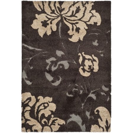 Safavieh Florida Shag Power Loomed Small Rectangle Rug- Dark Brown - Smoke- 3 ft. 3 in. x 5 ft. 3 in. SG458-2879-3